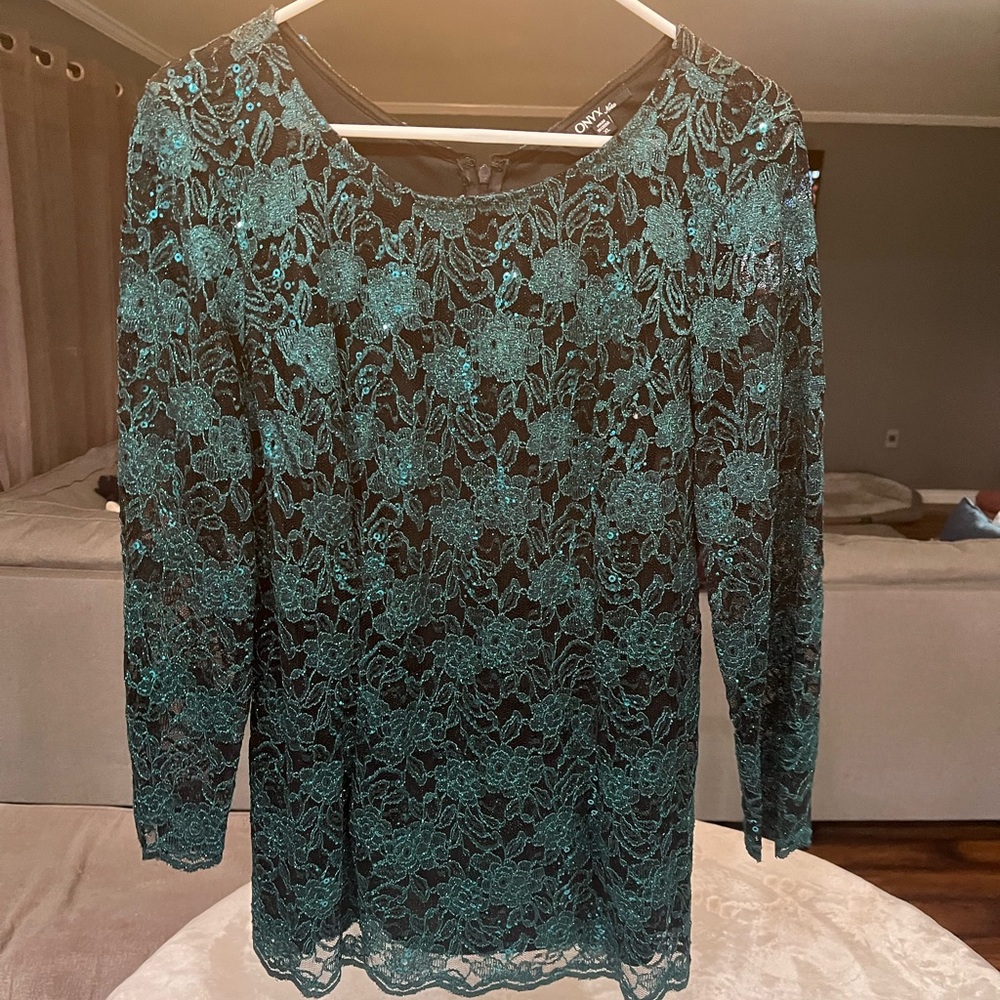 Onyx Teal Lace Women's Blouse